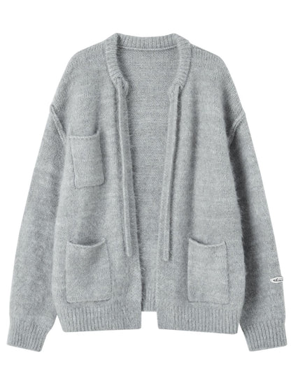 Plush Drawstring Cardigan