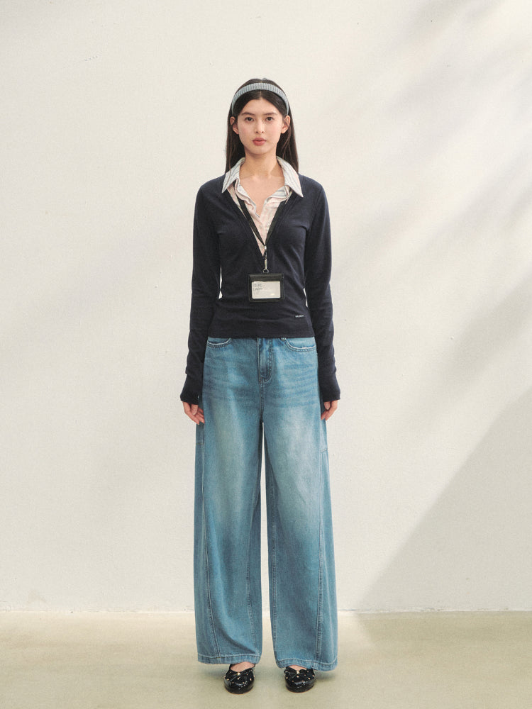 Fake Three-piece Contrast Color Polos