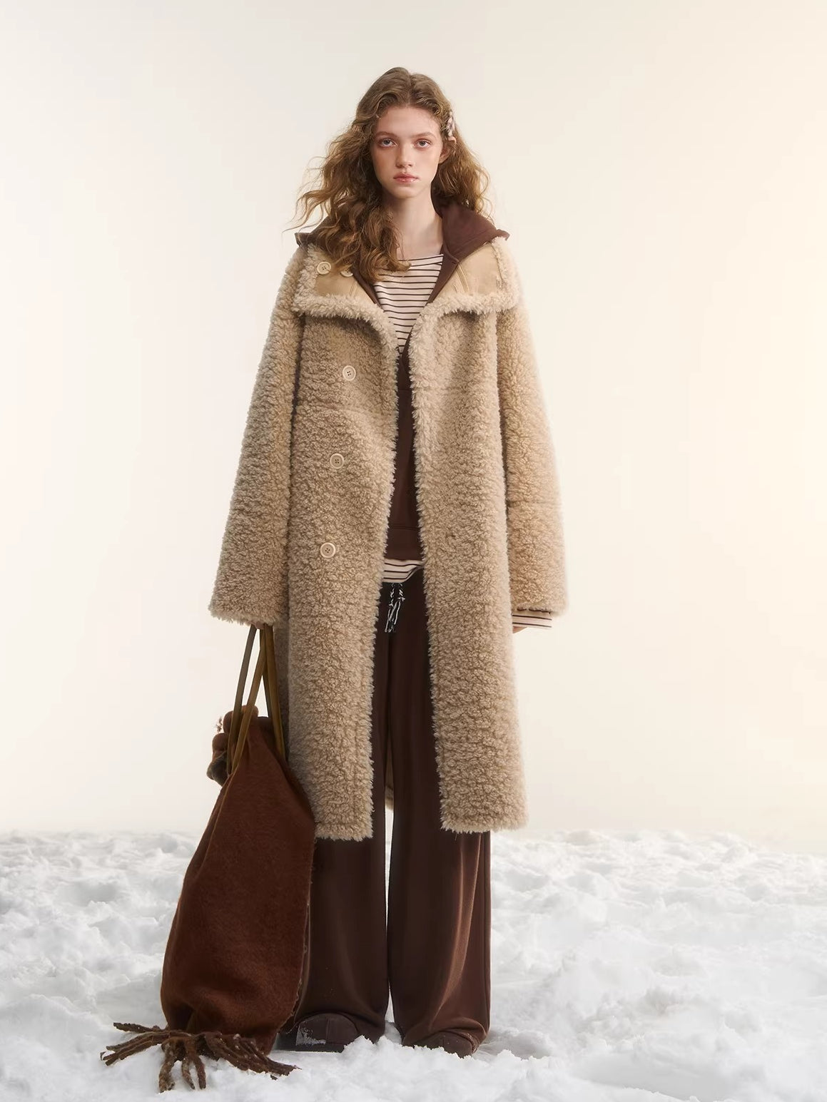 Two-Way Reversible Shearling Wool Coat