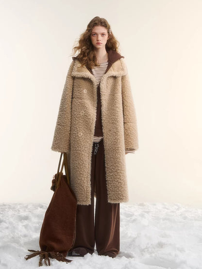 Two-Way Reversible Shearling Wool Coat