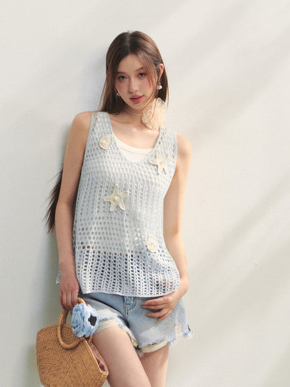 Pearl Crochet Hollow Vest Camisole