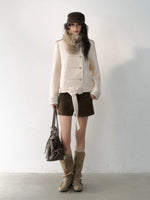 Fur-Collar Belted Wool Bouclé Coat