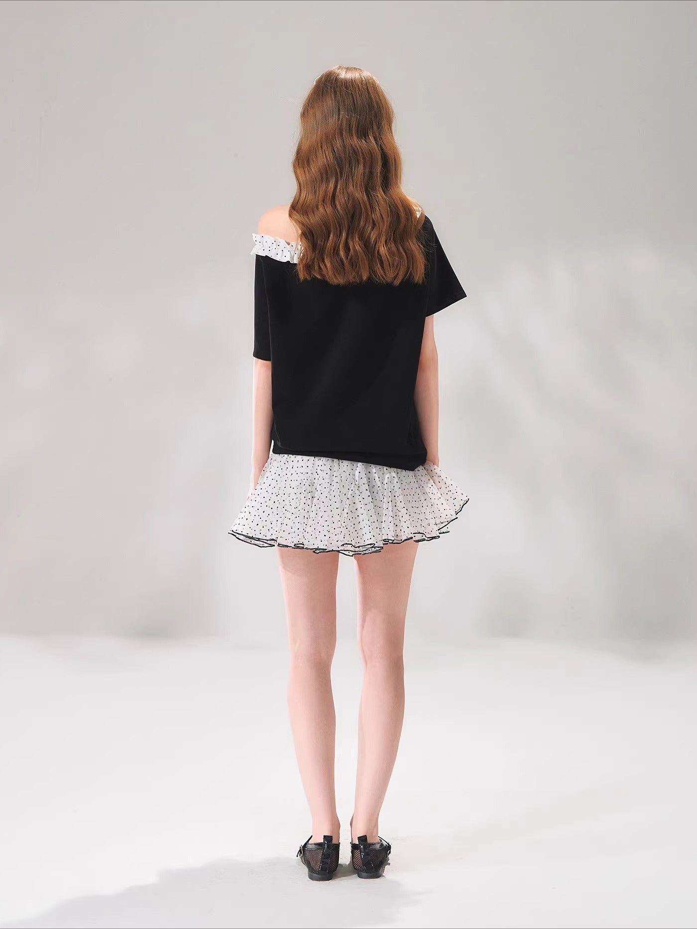 Polka Dot Mesh Mini Skirt