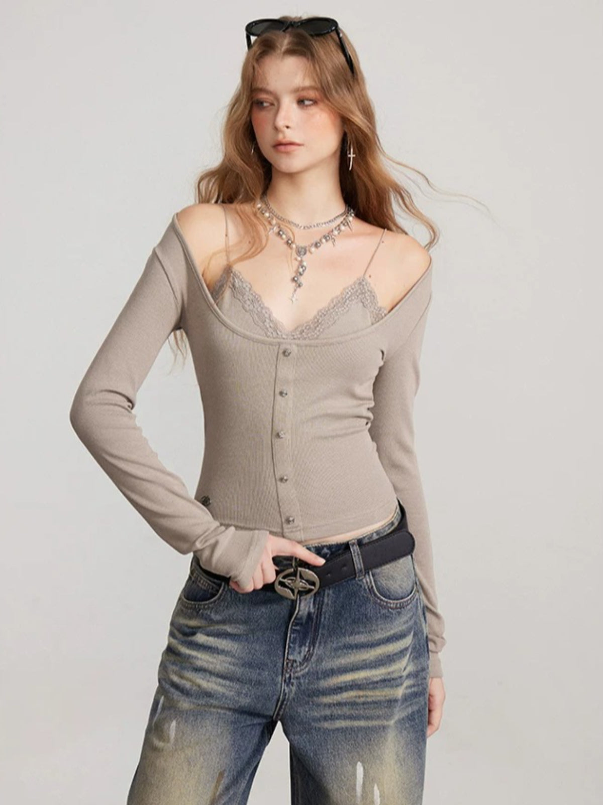 Layered Camisole Panel T-Shirt Top