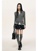 Contrast Layered Fitted Knit Top
