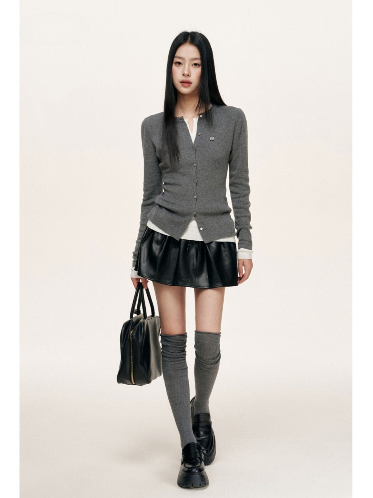 Contrast Layered Fitted Knit Top