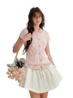 Pink & Gray Layered Knit Cardigan