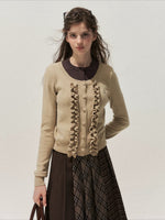 Ruffle Trim Vintage Knit Sweater