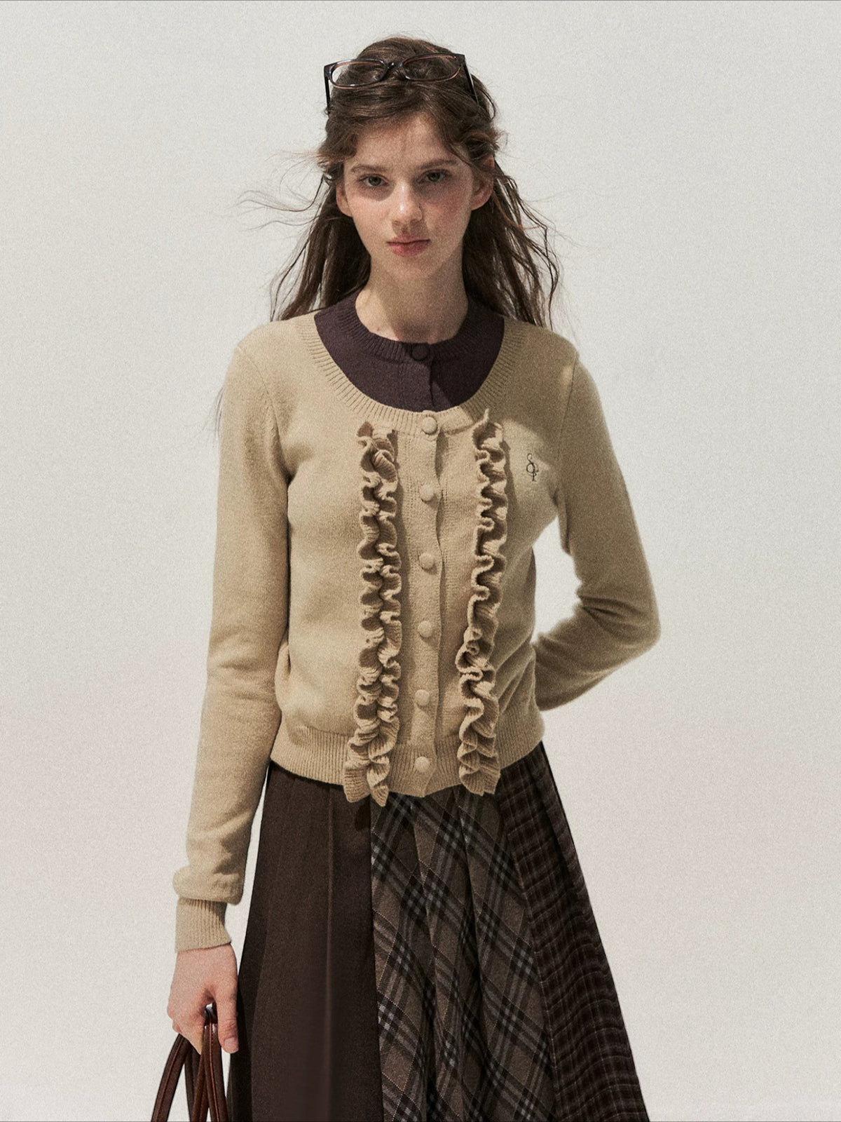 Ruffle Trim Vintage Knit Sweater