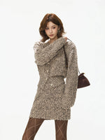 Vintage Wool Knit Cardigan & Skirt Set