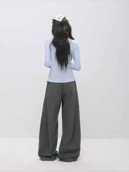Double Waistband Pleated Wide Leg Pants