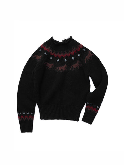 Fair Isle Pony Jacquard Chunky Knit Sweater