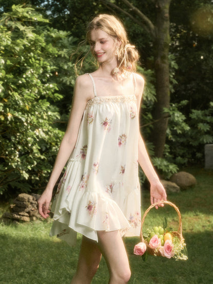 Irregular Lace Puff Dress