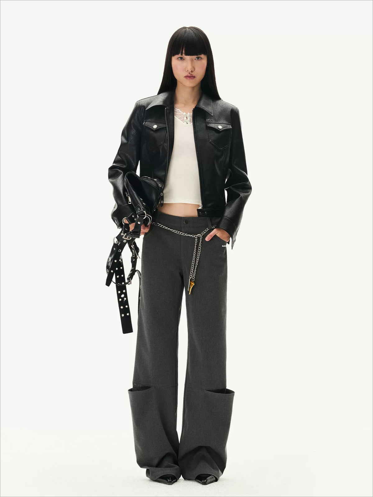 Lace Panel Straight Pants