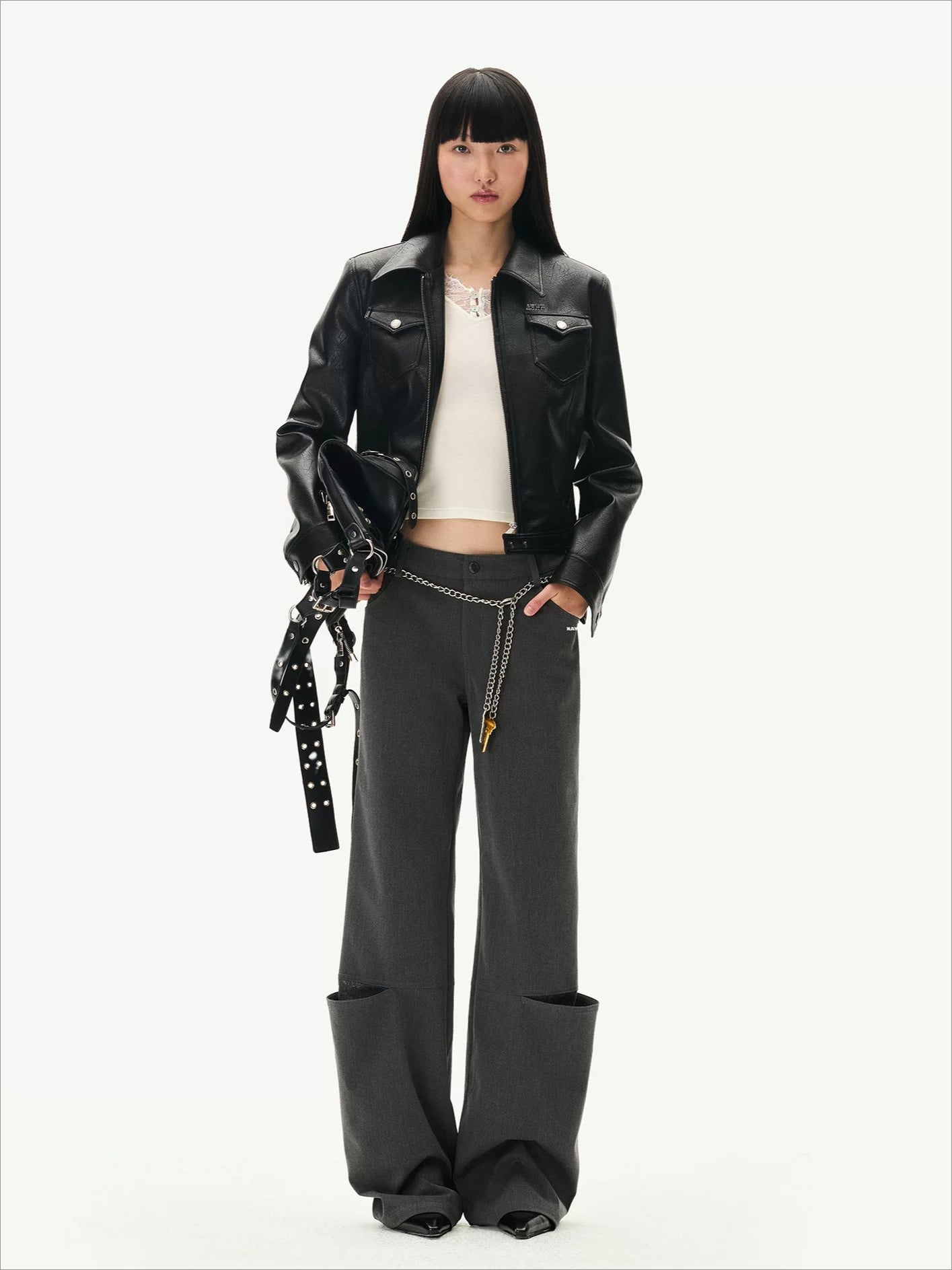Lace Panel Straight Pants