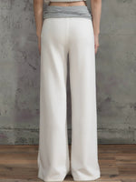Contrast Waist Wide Leg Pants