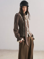 V-Neck Scarf Collar Blouse