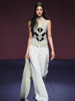 Colorblock Halter Knit Tank & Shrug Cardigan Set