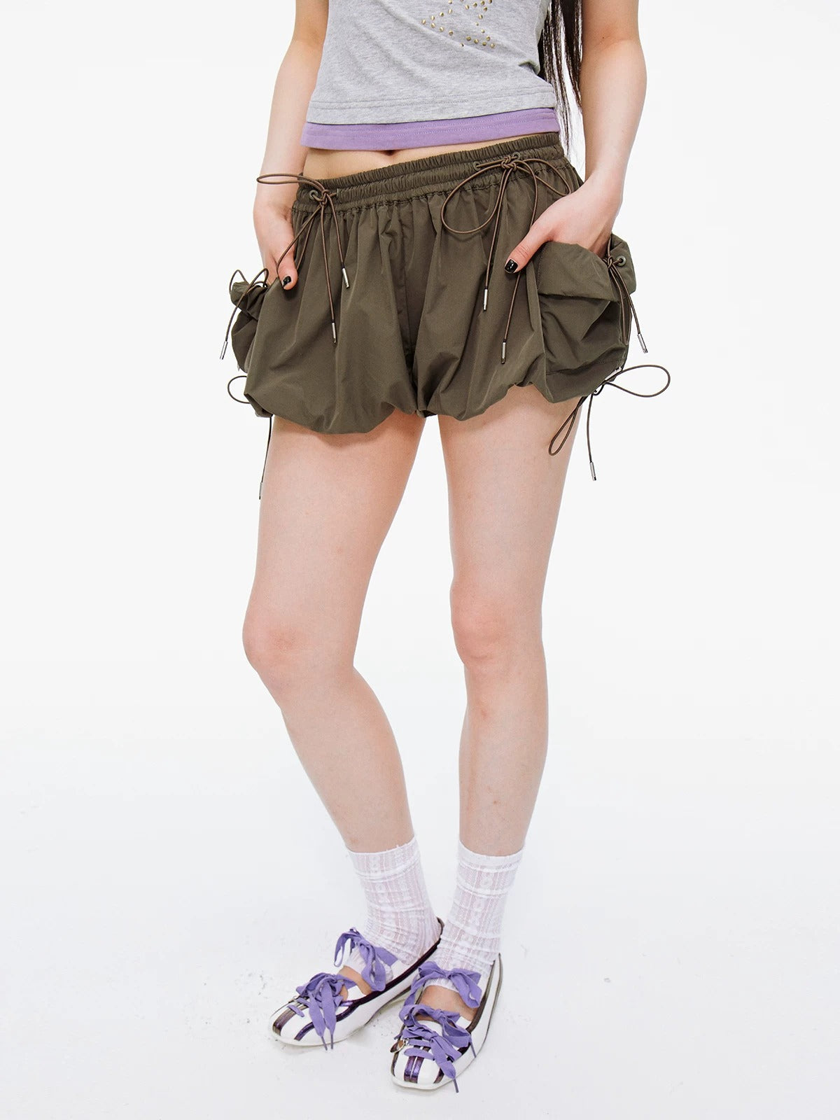 Miu Style Drawstring Bloomers Shorts