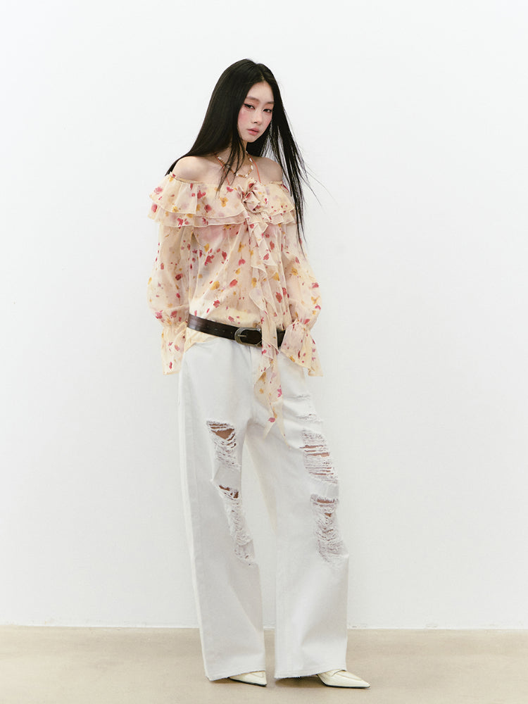 Floral Camisole Off-Shoulder Top