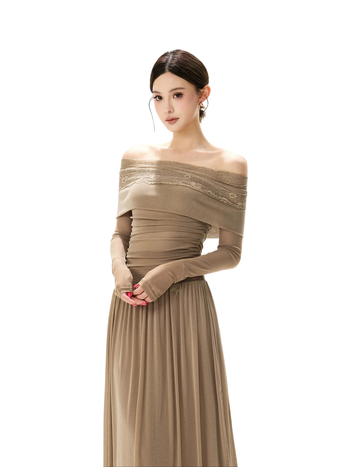 Lace Off Shoulder Maxi Dress