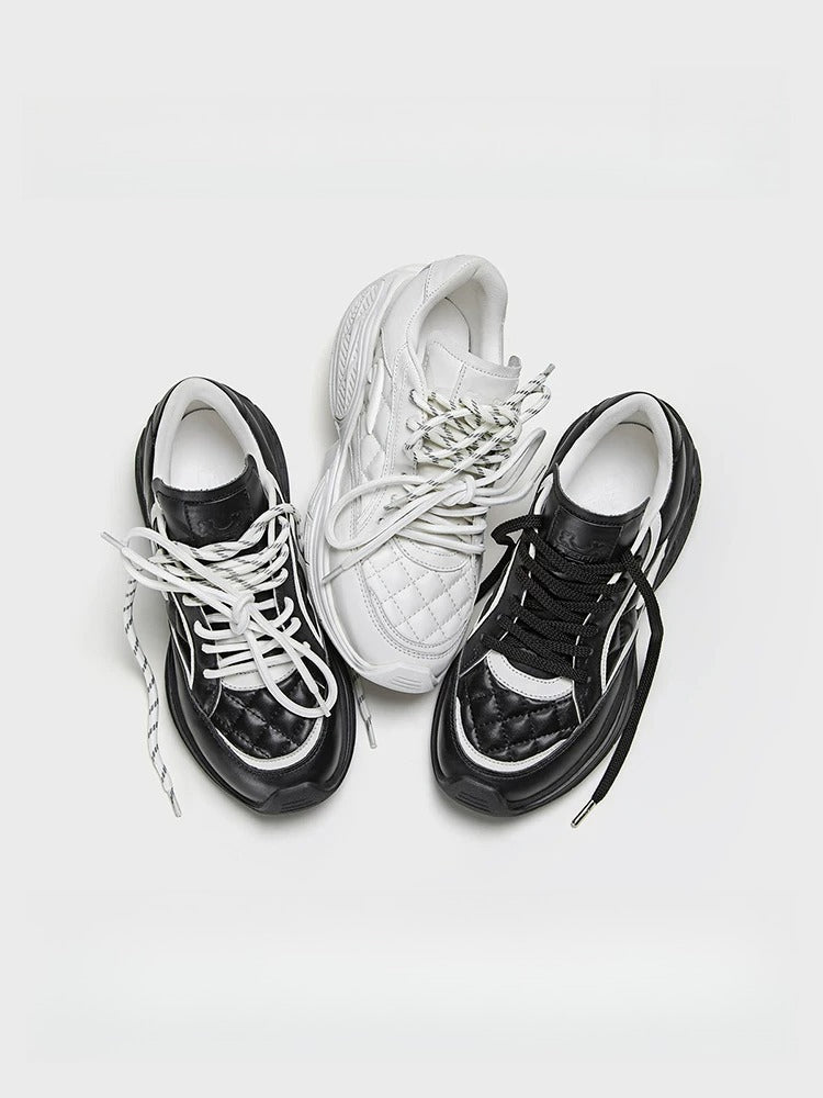 Black Quilted Casual Sneakers