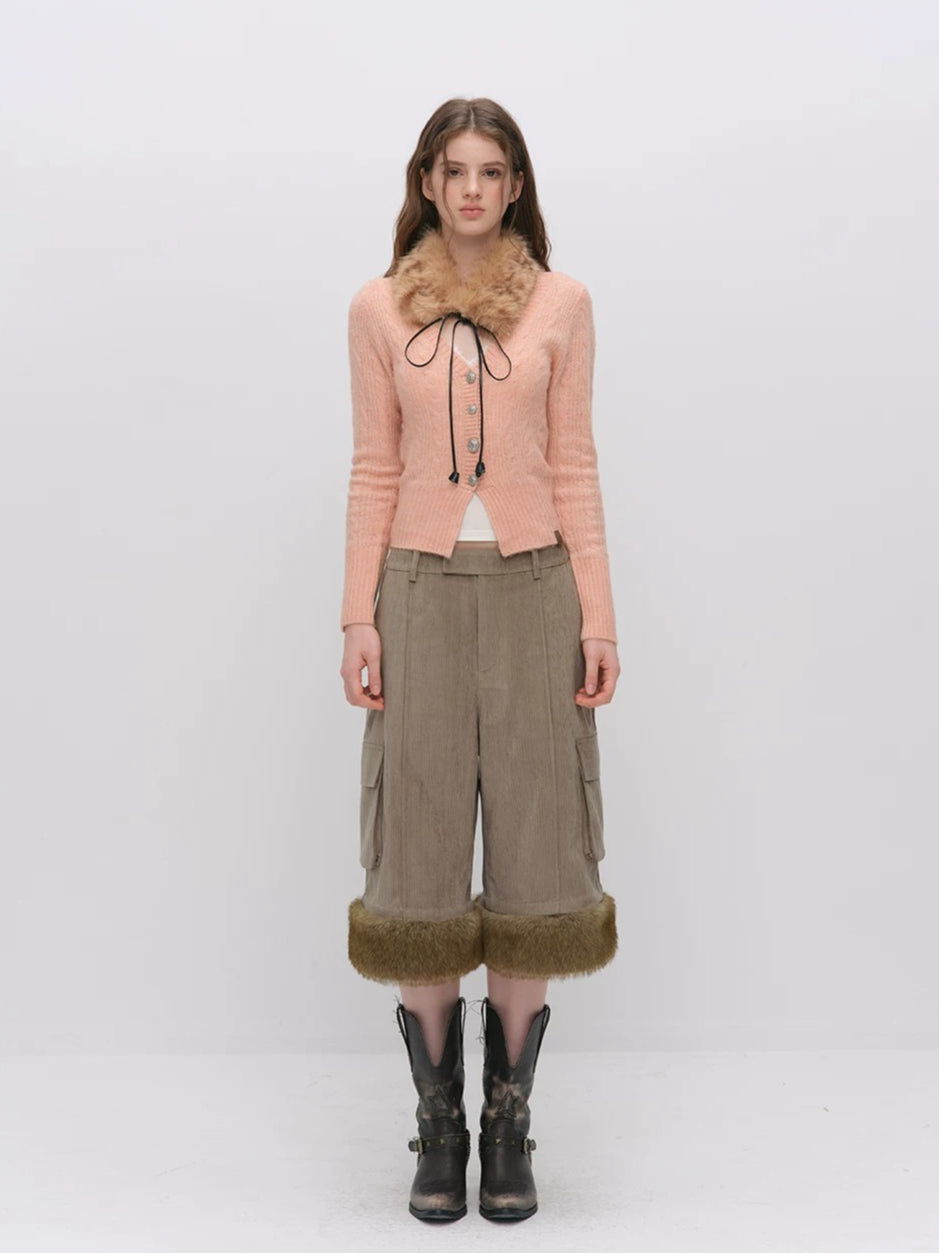 Cable-Knit V-Neck Cardigan
