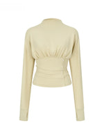 Ruched Waist Mock Neck Top