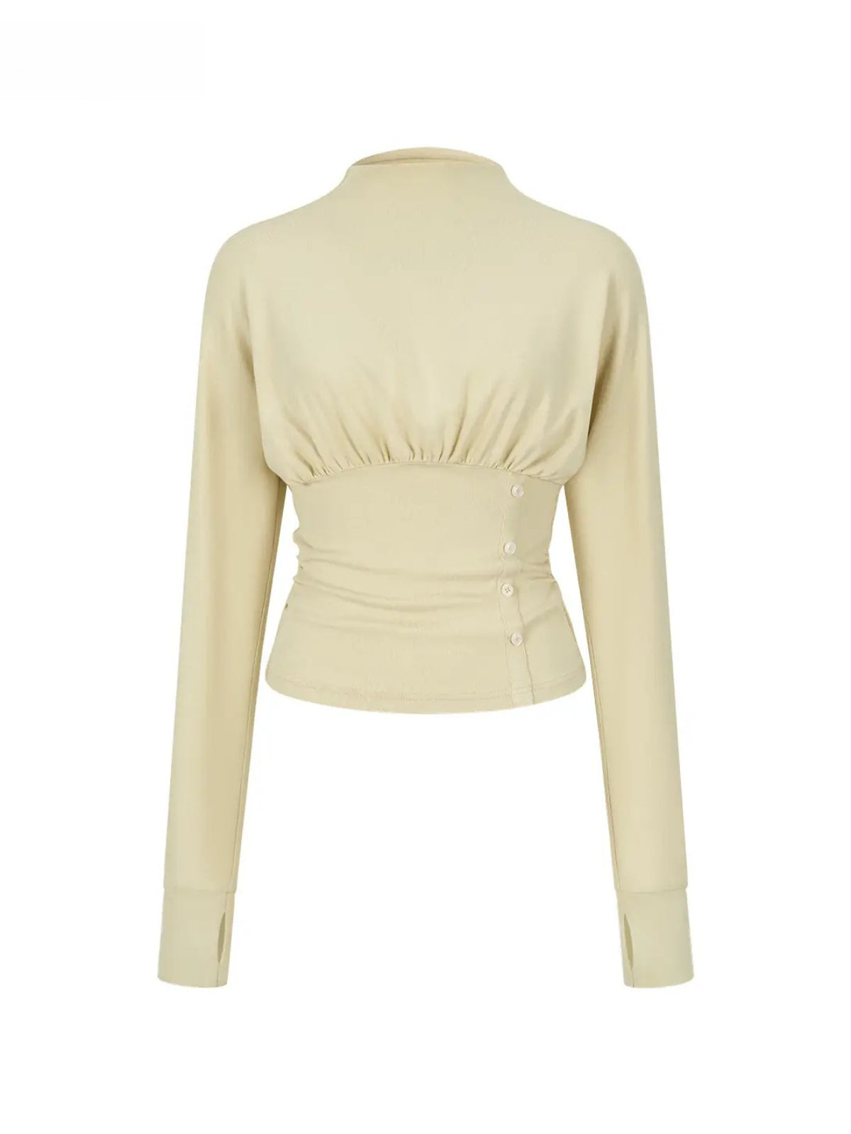 Ruched Waist Mock Neck Top