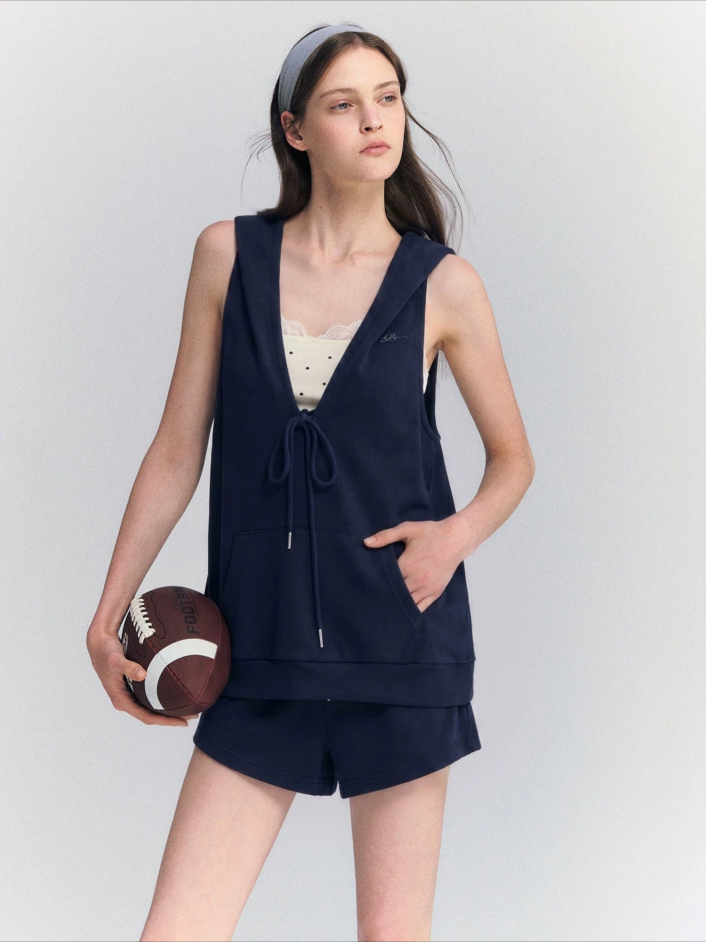 Hooded Vest Shorts Set