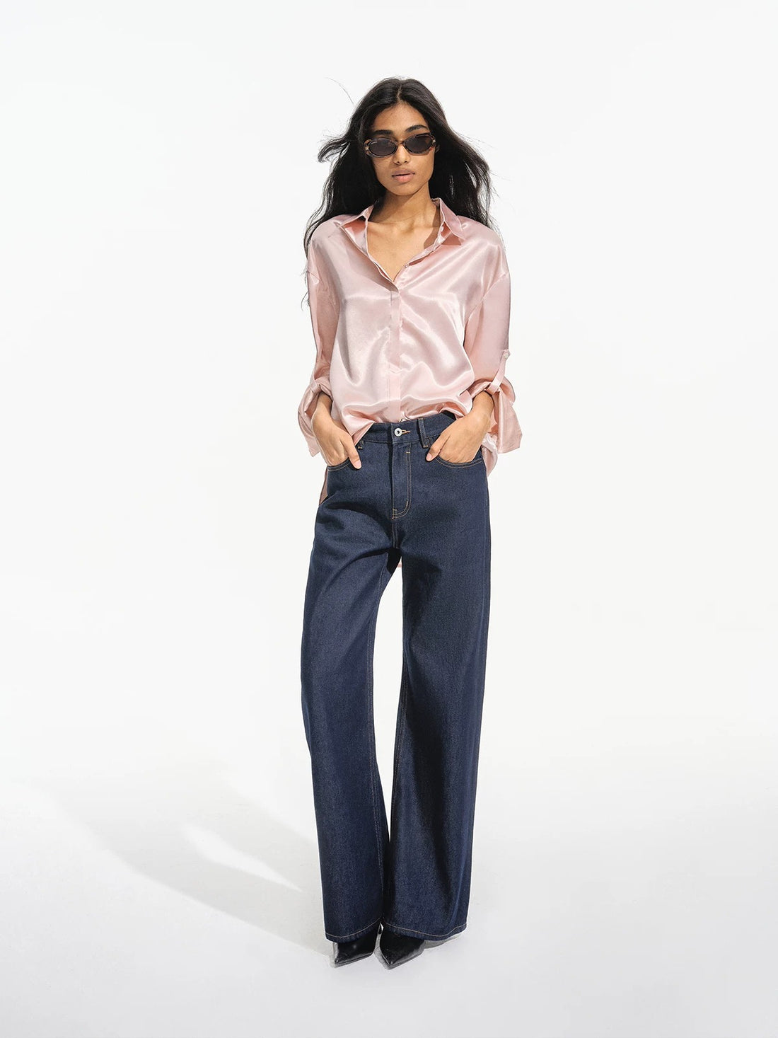 Dark Blue Straight Leg Jeans