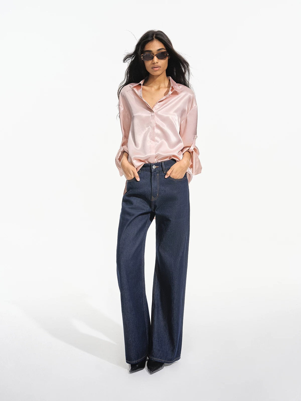 Dark Blue Straight Leg Jeans