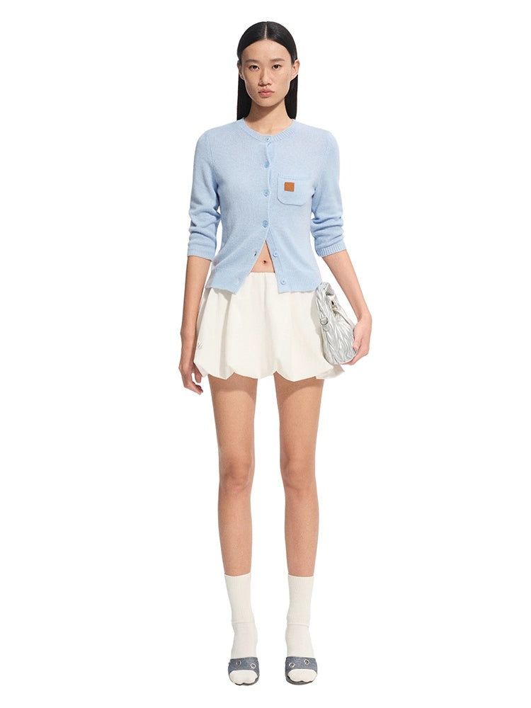 Cashmere-Feel Mid-Sleeve Cardigan