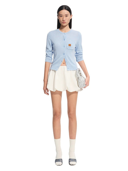 Cashmere-Feel Mid-Sleeve Cardigan
