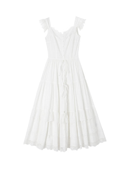 Flutter-Sleeve Waist-Cinching Strapless Dress