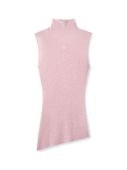 Wool Asymmetrical Turtleneck Blouse