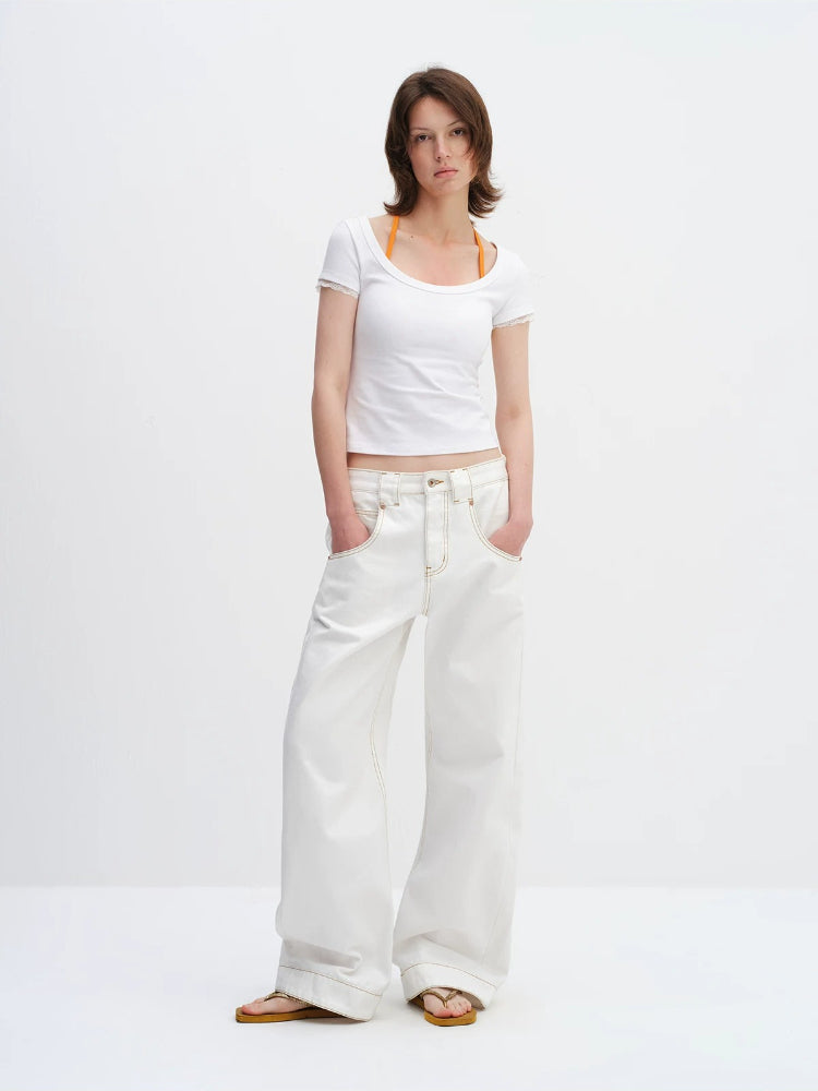 White Paris Button LEJ Jeans