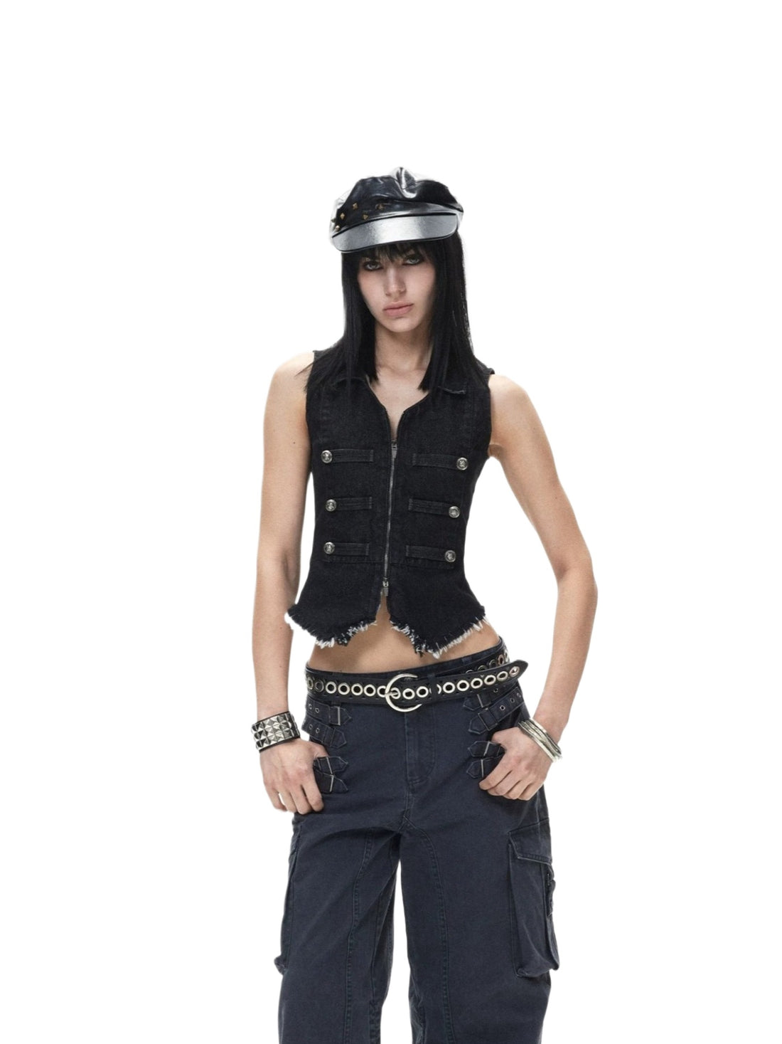 Punk Double-Breasted Collar Vest
