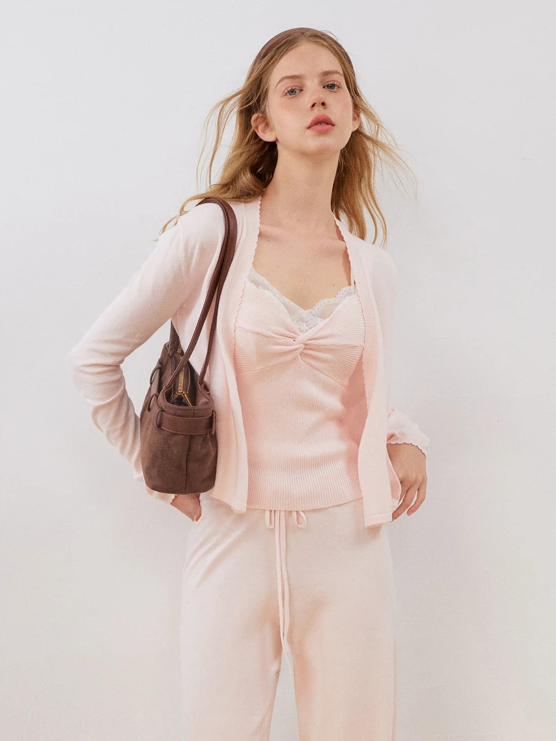 Knotted Wave Trim Knit Set