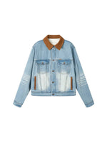 Contrast Suede Denim Jacket