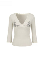 Beaded Lace Knit Top