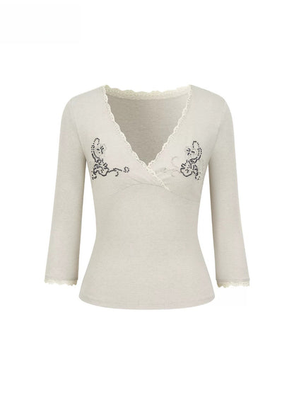 Beaded Lace Knit Top