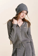 Embroidered Zip Knit Set