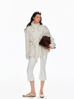 Wool Double Breasted Belted Short Coat
