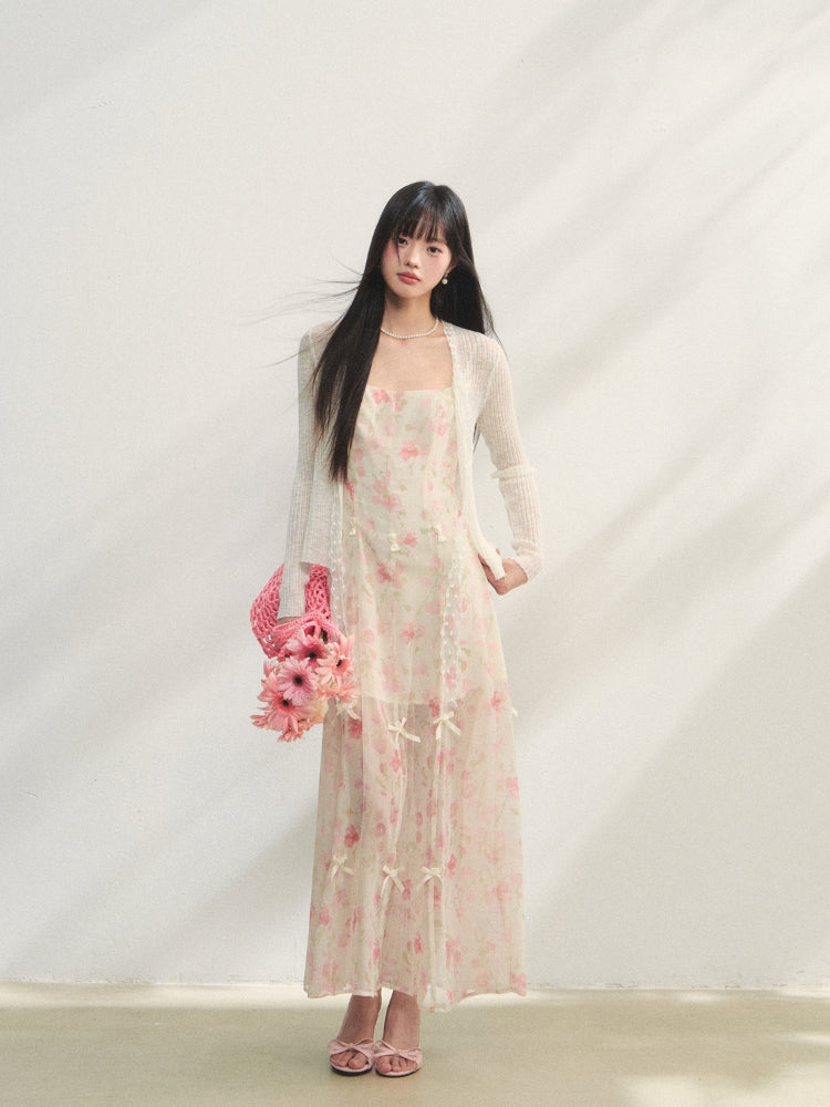 Lace Trim Knit Cover-Up