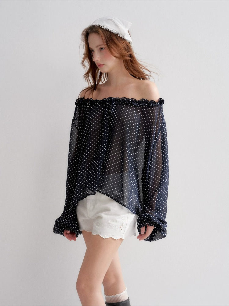 Polka Dot Bardot Blouse