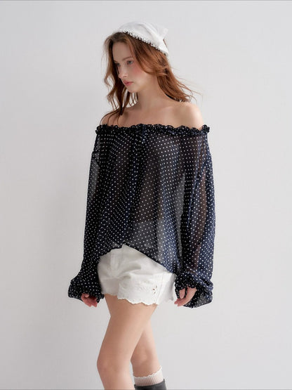 Polka Dot Bardot Blouse