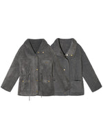 Gray & Brown Reversible Moto Jacket
