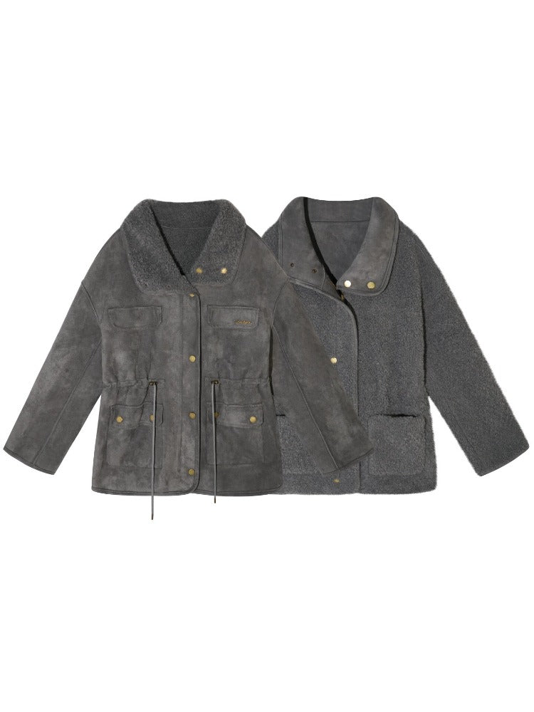 Gray &amp; Brown Reversible Moto Jacket
