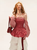 Striped Shirred Bustier Puff Sleeve Dress